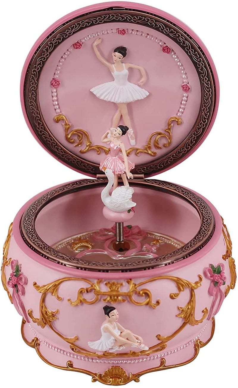 Singeek Classical Ballerina Music Box Collectible Mechanical Musical Box with Colorful Lights and Sankyo 18-Note Wind Up Signs of The Girl Heart Gift for Birthday Christmas(Swan Lake) - Image 1